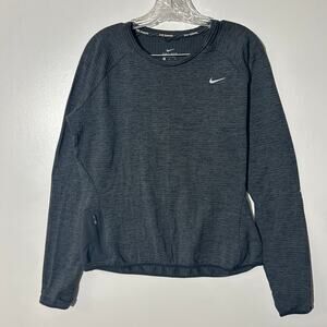 Nike Dri-Fit Running Therma Fit Long Sleeve Dark Gray Shirt Womans Size Large